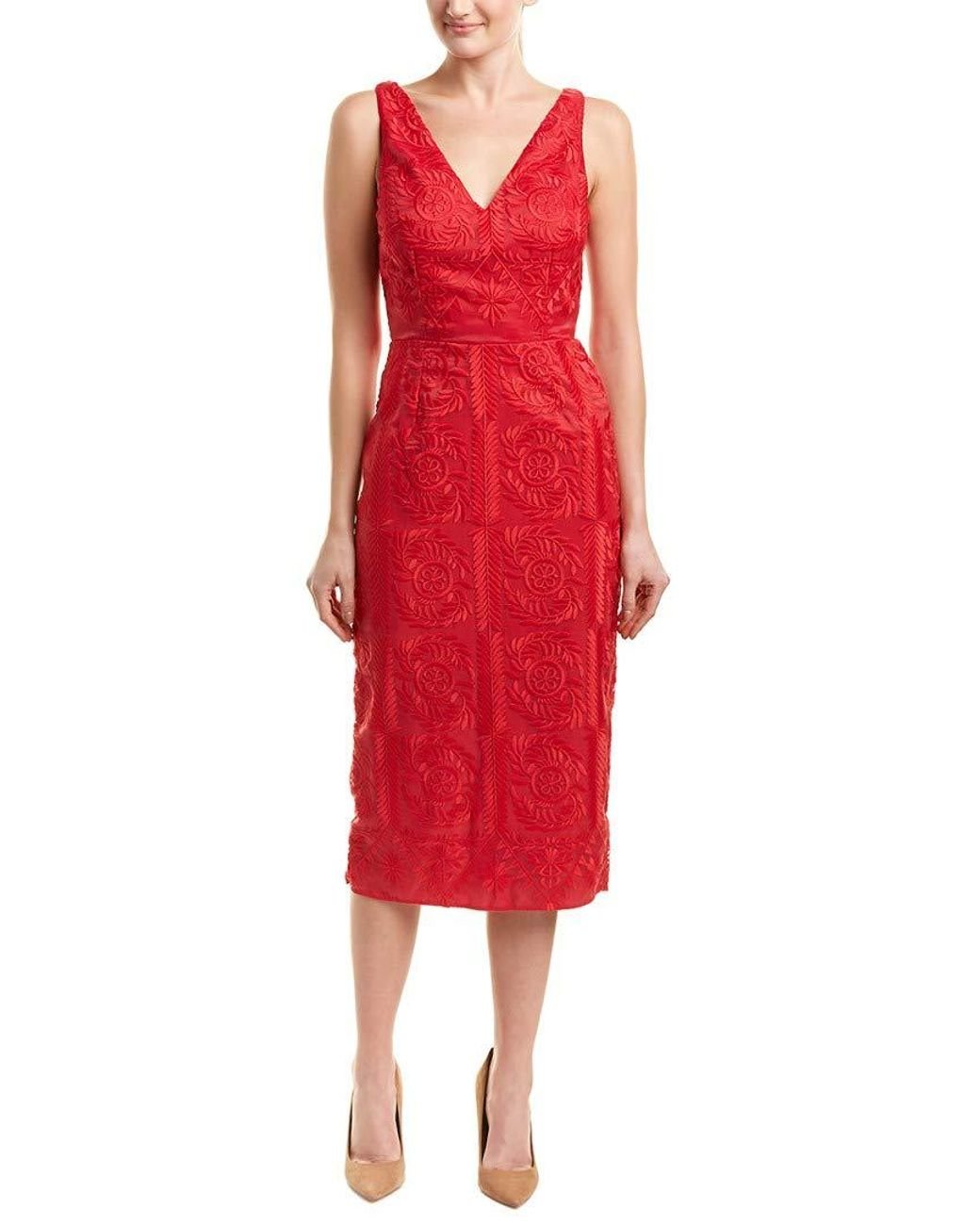 Finders Keepers Spectrum Lace V Sleeveless Midi Dress in Red - Save 23% -  Lyst