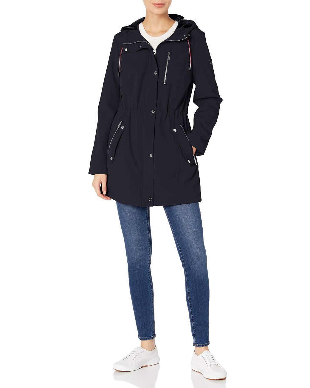 Tommy Hilfiger Soft Shell Hooded Rain Anorak in Navy (Blue) Lyst