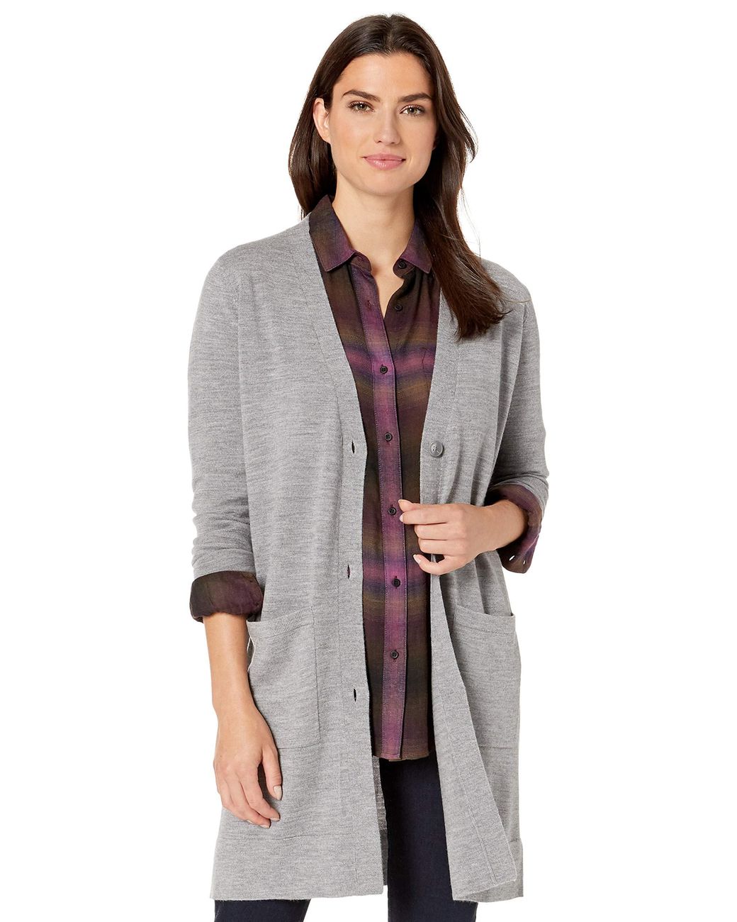 Pendleton Merino Long Cardigan Sweater in Soft Grey Heather (Gray) - Lyst