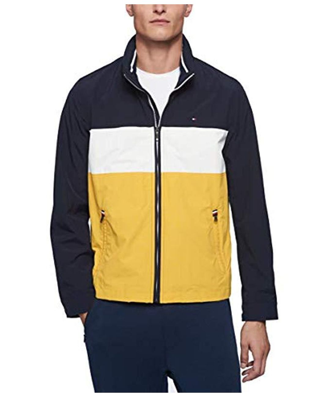 Tommy Hilfiger Stand Collar Lightweight Yachting Jacket in Navy/Ice ...