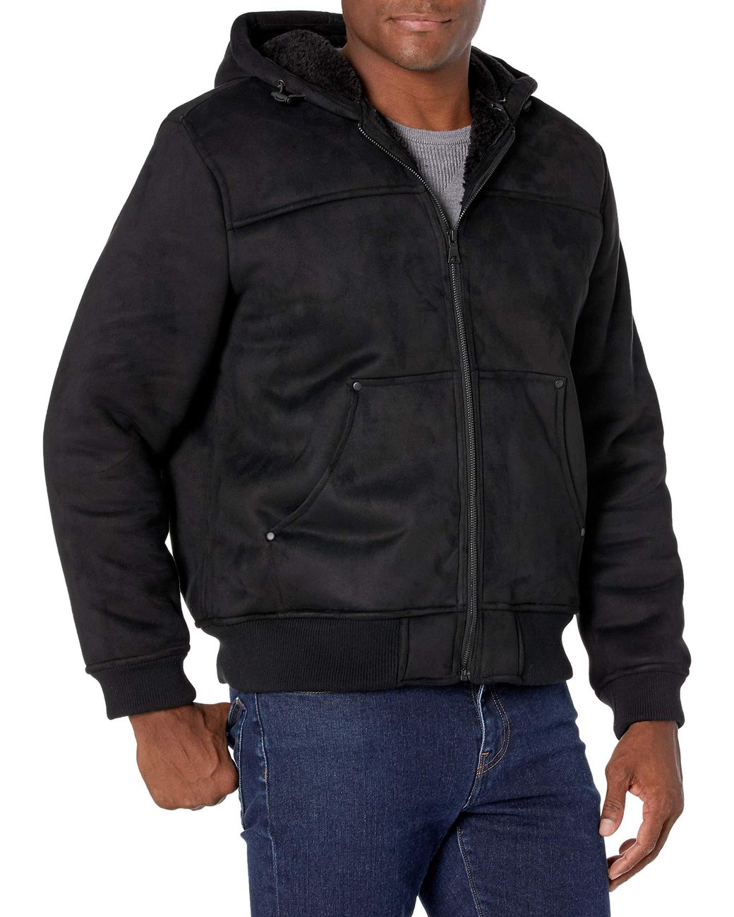 G.H.BASS Faux Shearling Sherpa Lined Hooded Bomber Jacket in Black for Men Lyst
