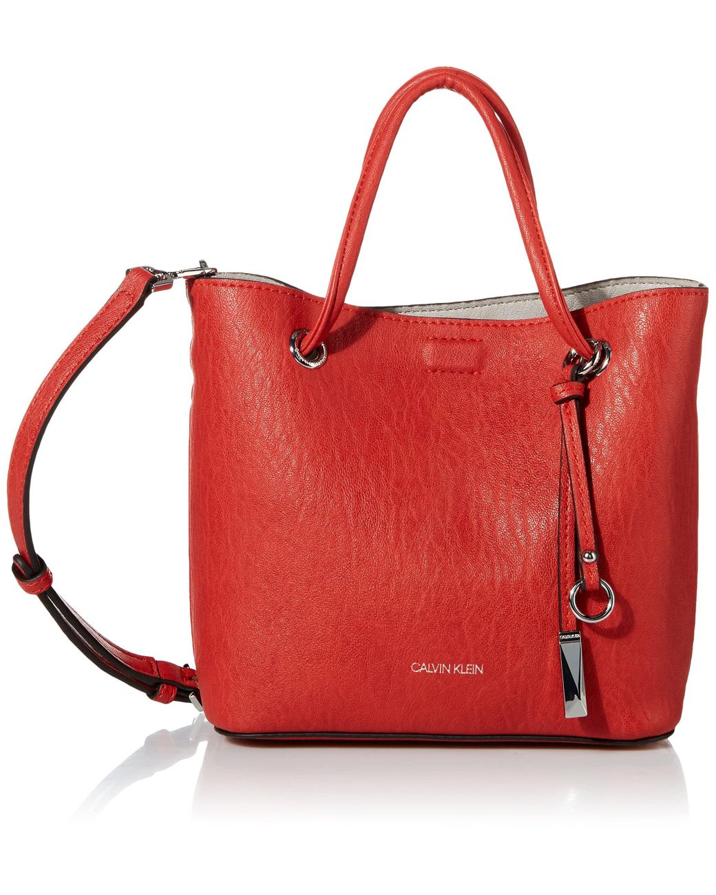 Calvin Klein Gabrianna Bubble Lamb Mini Tote Crossbody in Red | Lyst