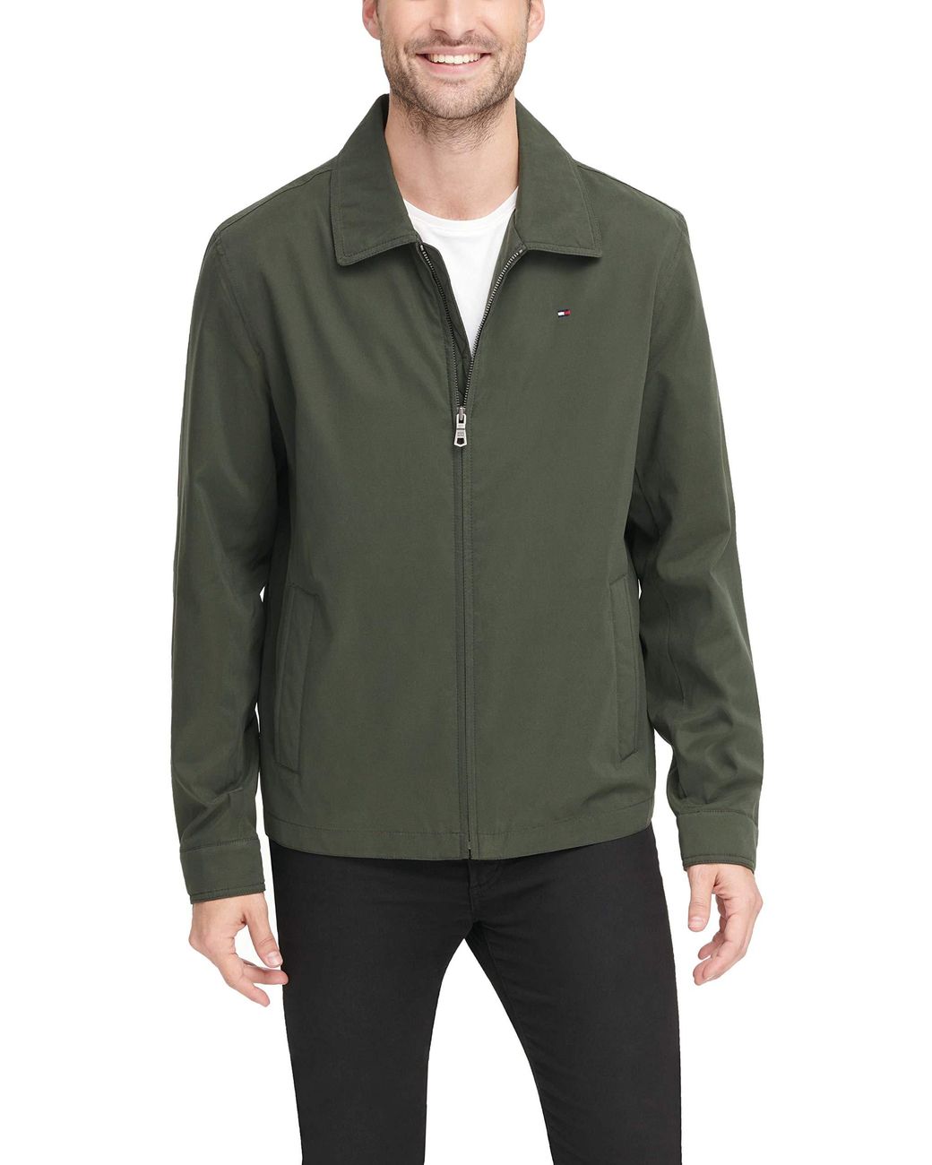 Tommy Hilfiger Lightweight Microtwill Golf Jacket in Deep Olive (Green ...