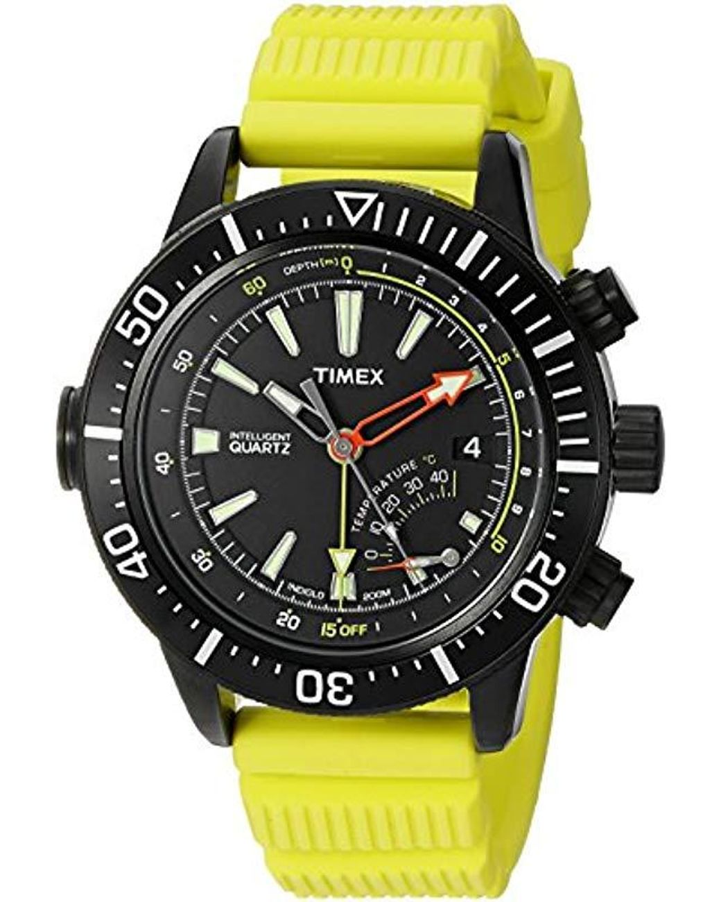 Timex T2n958 Intelligent Quartz Adventure Series Depth Gauge Yellow
