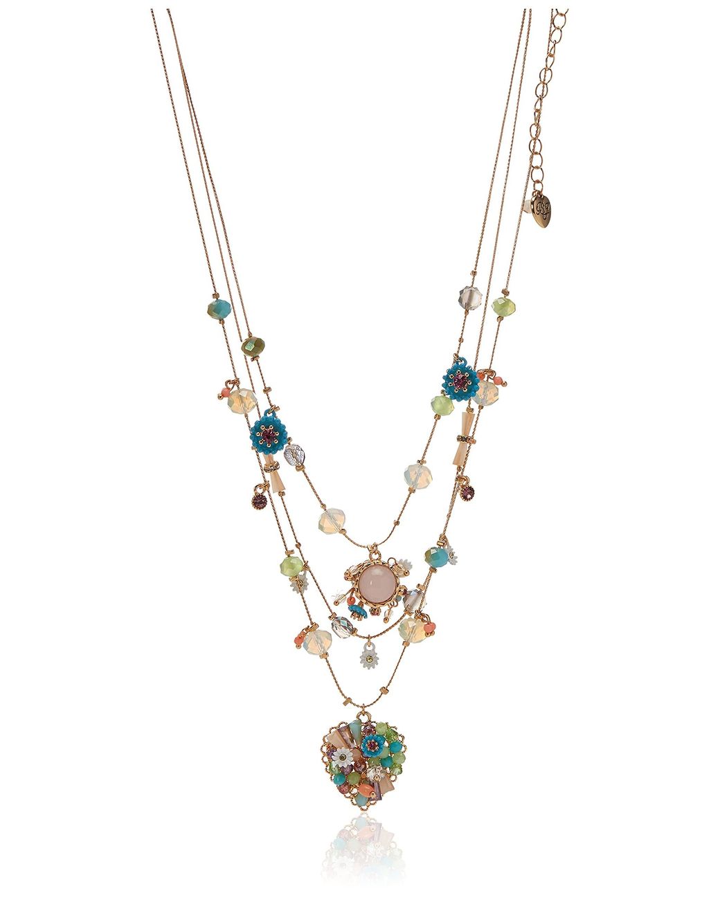 Betsey Johnson Woven Mixed Multi-colored Bead Flower Heart Illusion Necklace  - Save 19% - Lyst