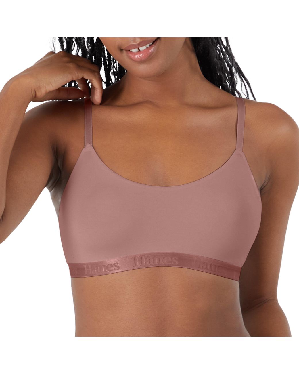 Hanes Originals Ultra Supersoft String Bralette in Brown