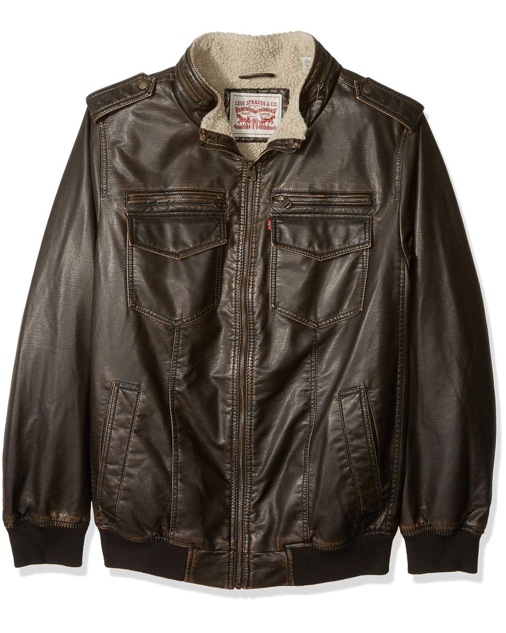 Levi's Vintage Deer Faux Leather Aviator Bomber in Brown for Men | Lyst