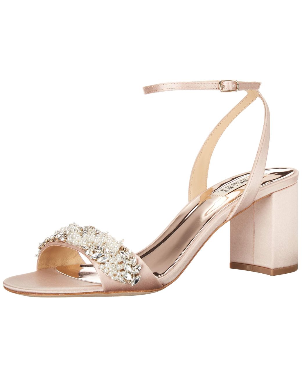Badgley Mischka Leather Block Heel Sandal Heeled in Blush (Natural) Lyst