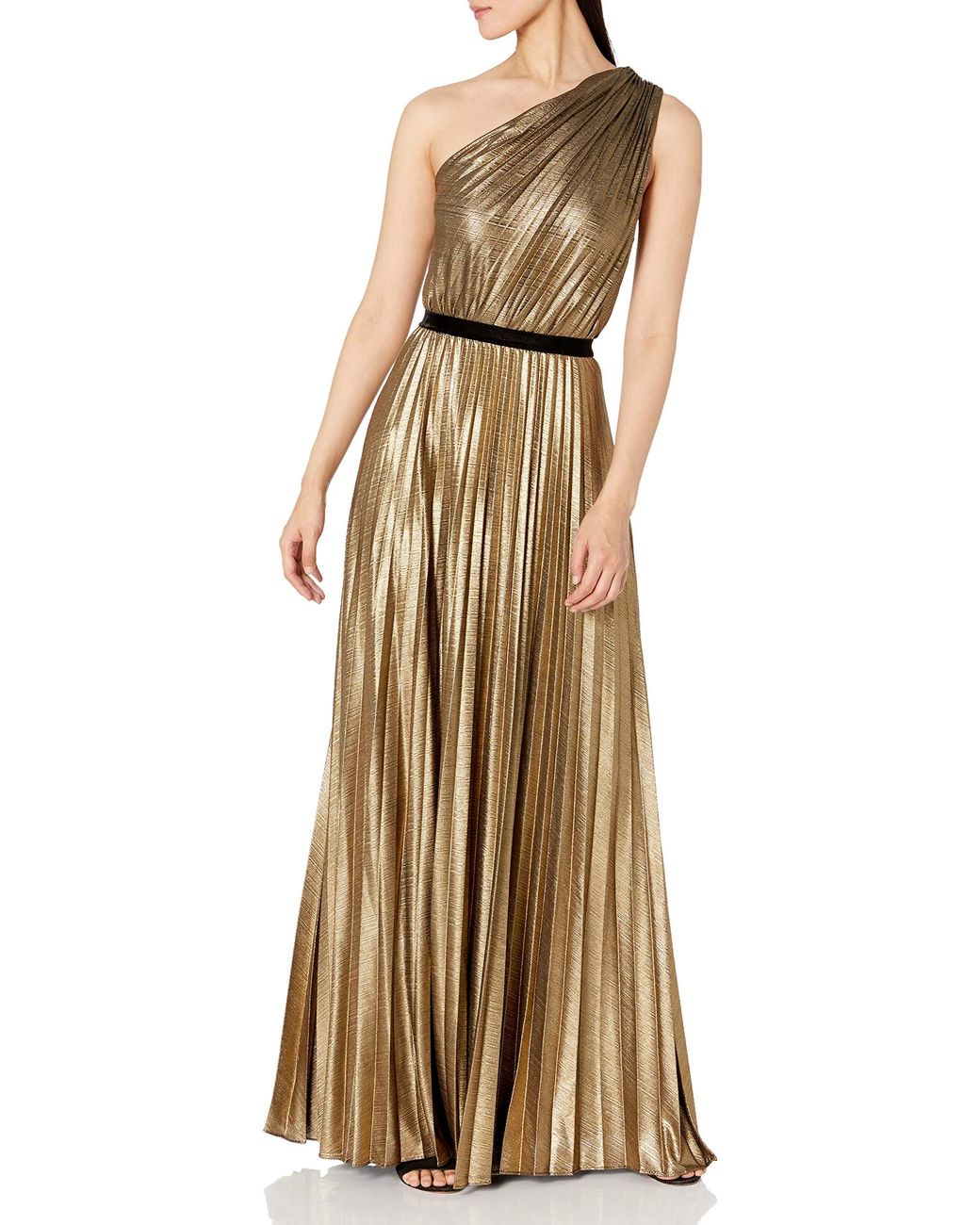 bcbg embroidered one shoulder gown
