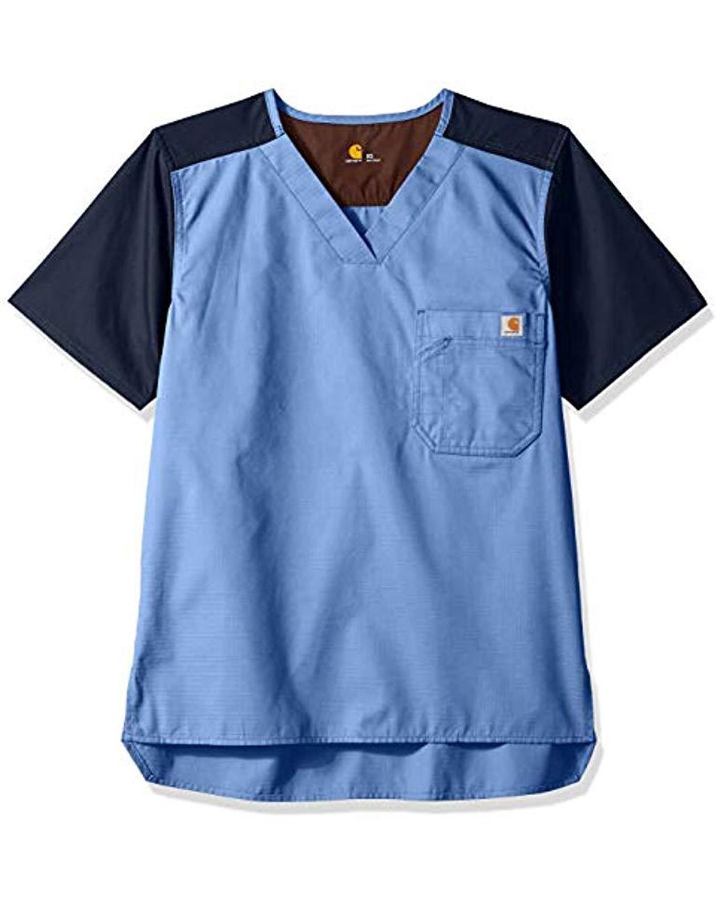Carhartt Ripstop Color Block Utility Scrub Top In Blue For Men