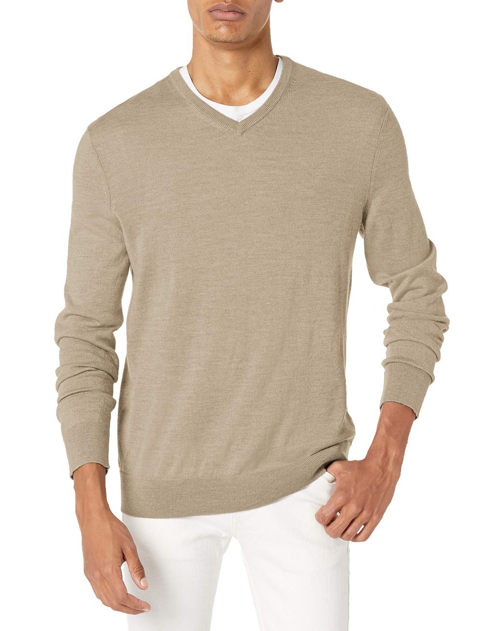 Calvin Klein Wool Merino Sweater V-neck Solid for Men - Lyst