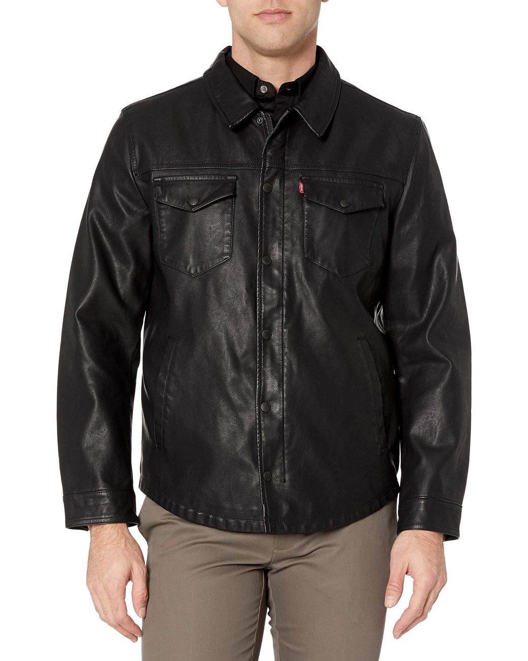 Levi's Lamb Touch Faux Leather Shirt Jacket in Black for Men - Save 12% ...