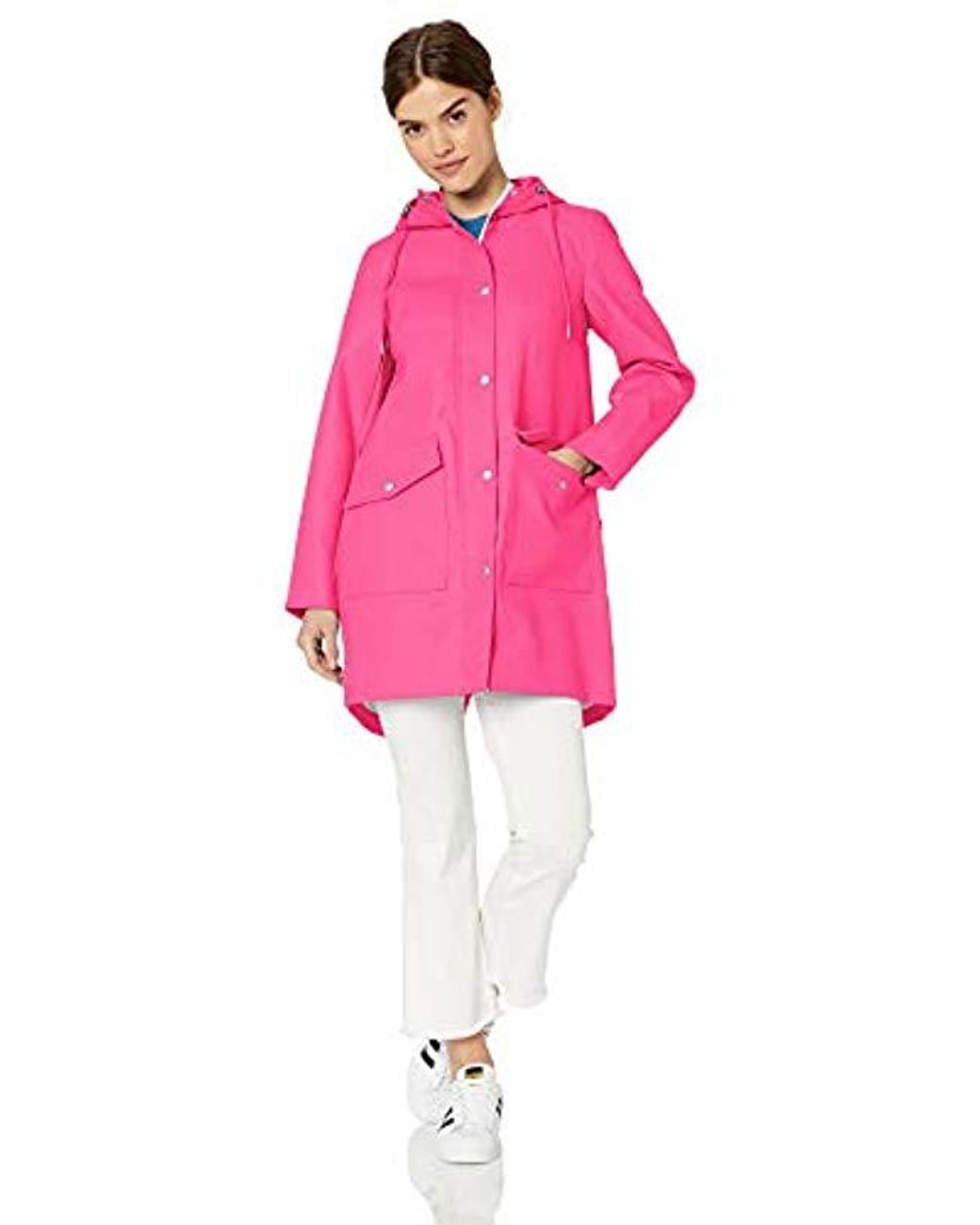 Women S Pink Hooded Rubberized Faux Leather Anorak Jacket