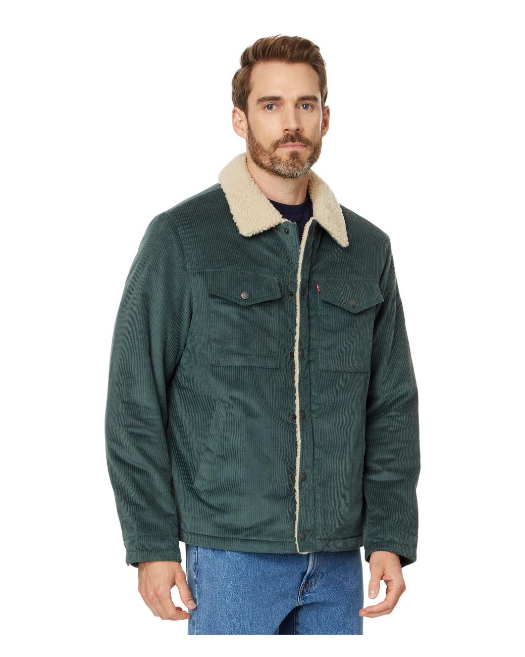 Levi's cord sherpa coach jacket in green hotsell