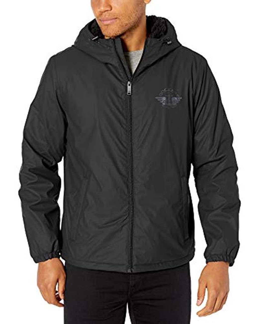 Dockers The Bryce Stretch Sherpa Lined Waterproof Rain Jacket in Black