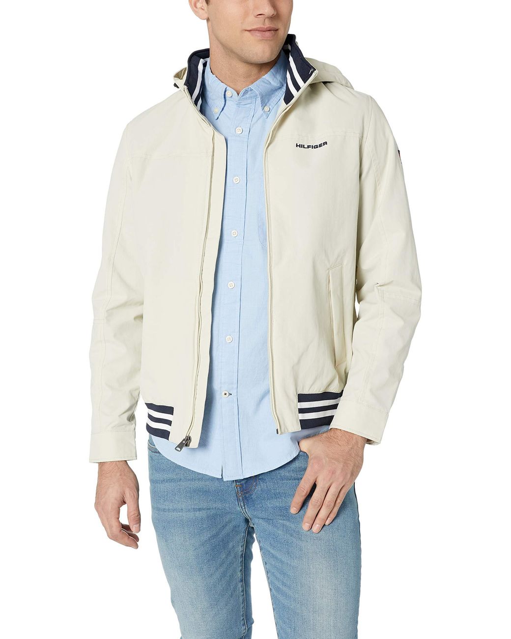 Tommy Hilfiger Lightweight Waterproof Regatta Jacket in Natural for Men Lyst
