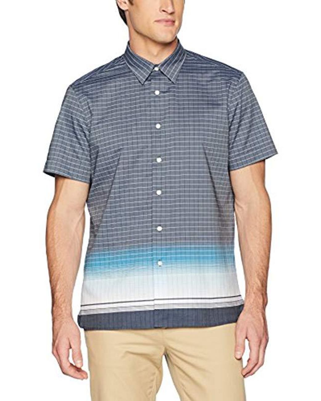Perry Ellis Mens Big and Tall Short Sleeve Geo Print Shirt-j