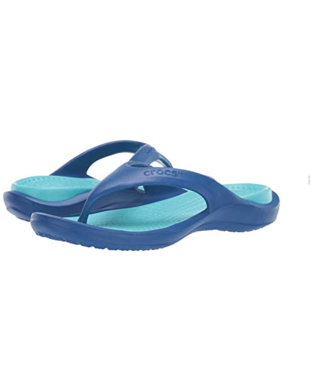 crocs blue flip flops
