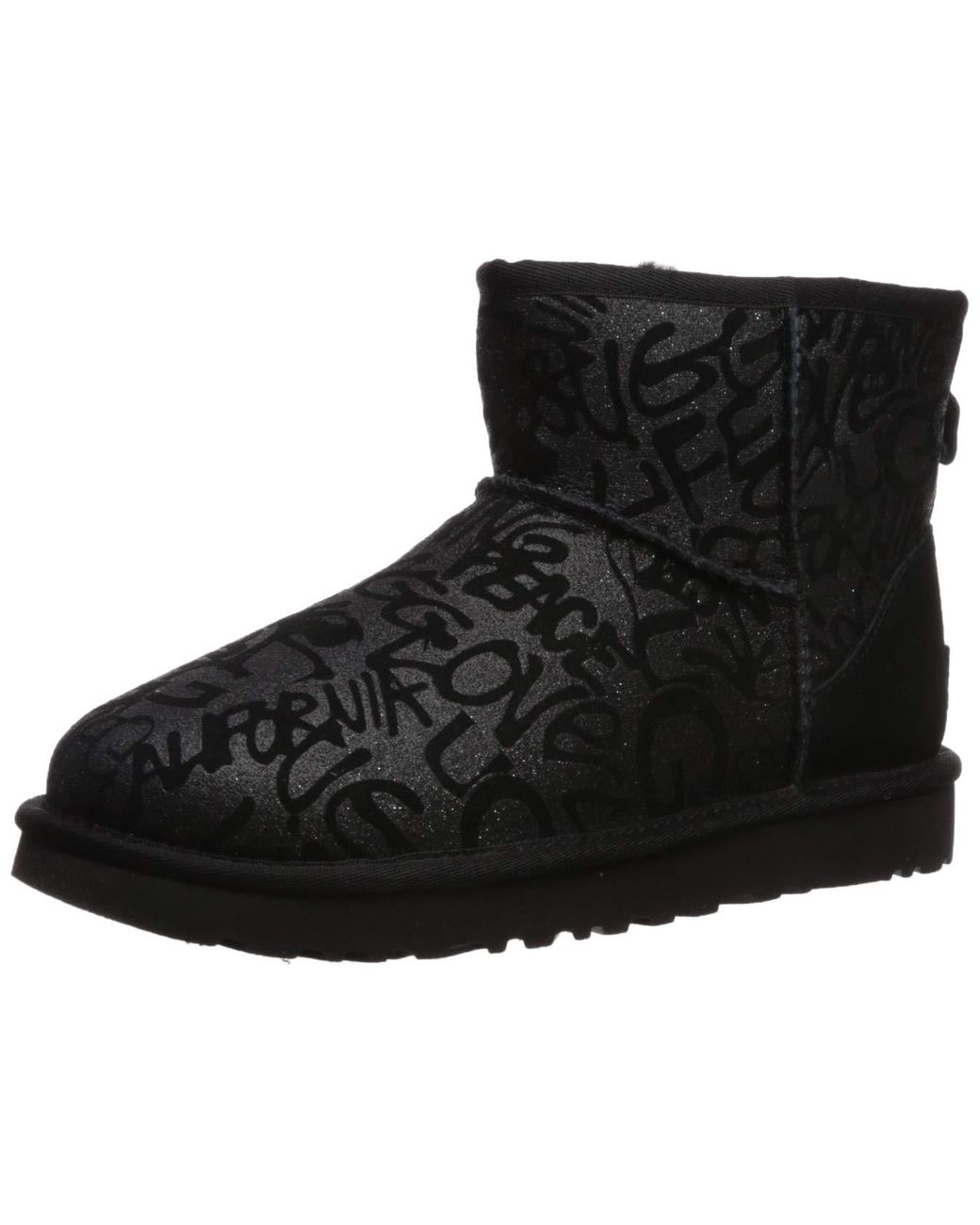 UGG Classic Mini Sparkle Graffiti in Black | Lyst