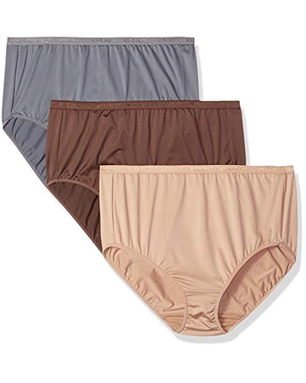 Ellen Tracy Full Brief Logo Micofiber Panties in Brown