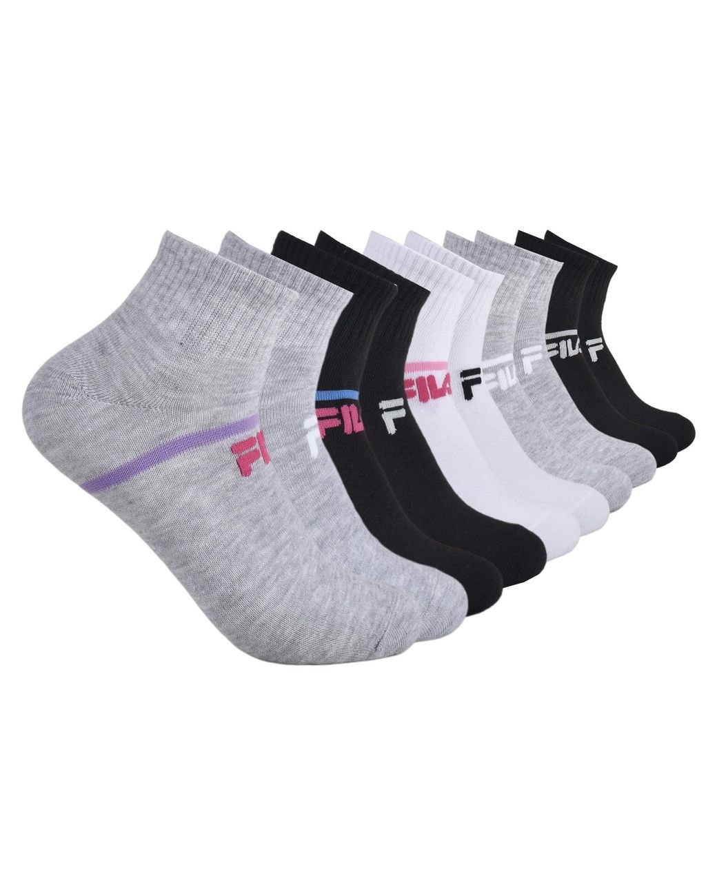 Fila S 10pack Single Stripe Quarter Socks in Black Lyst
