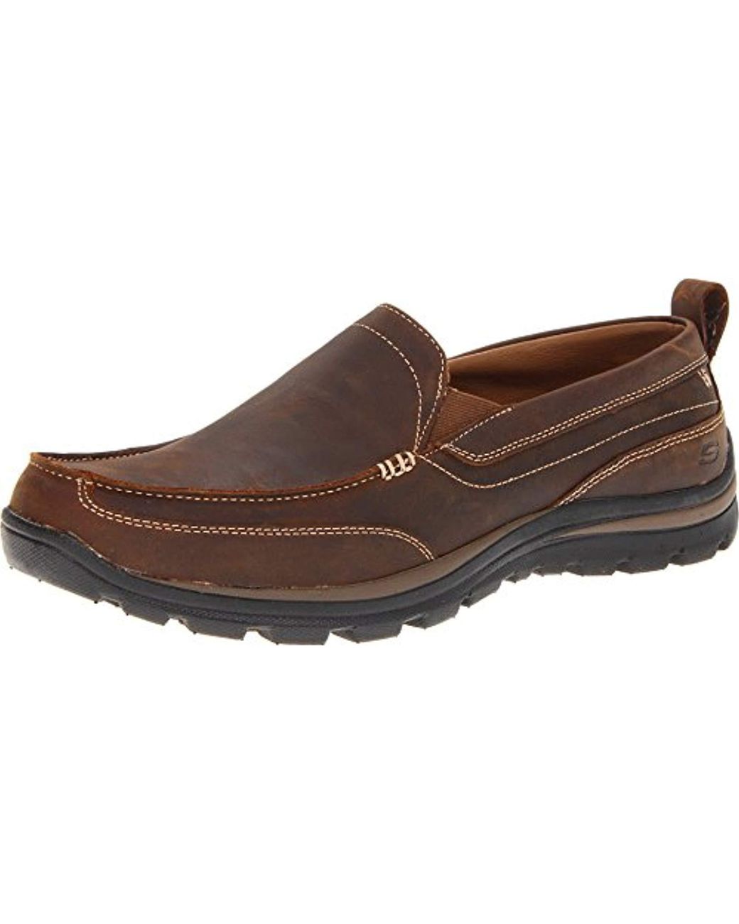 Skechers Leather Relaxed Fit Memory Foam Superior Gains Slip-on in Brown  for Men | Lyst
