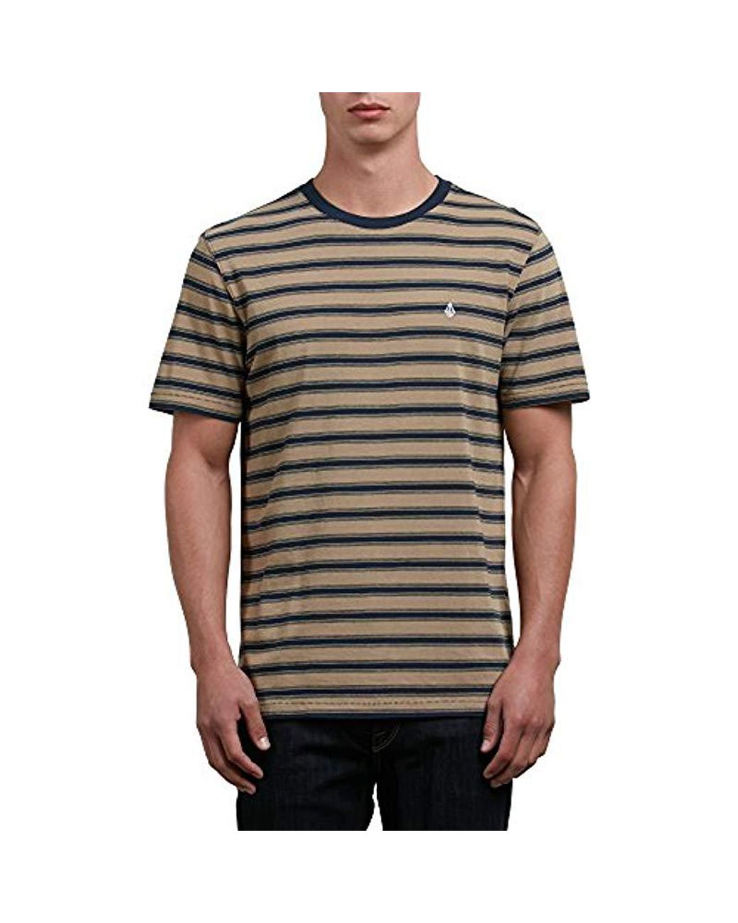 Volcom Mens Briggs Crew Short Sleeve Striped Knit Shirt