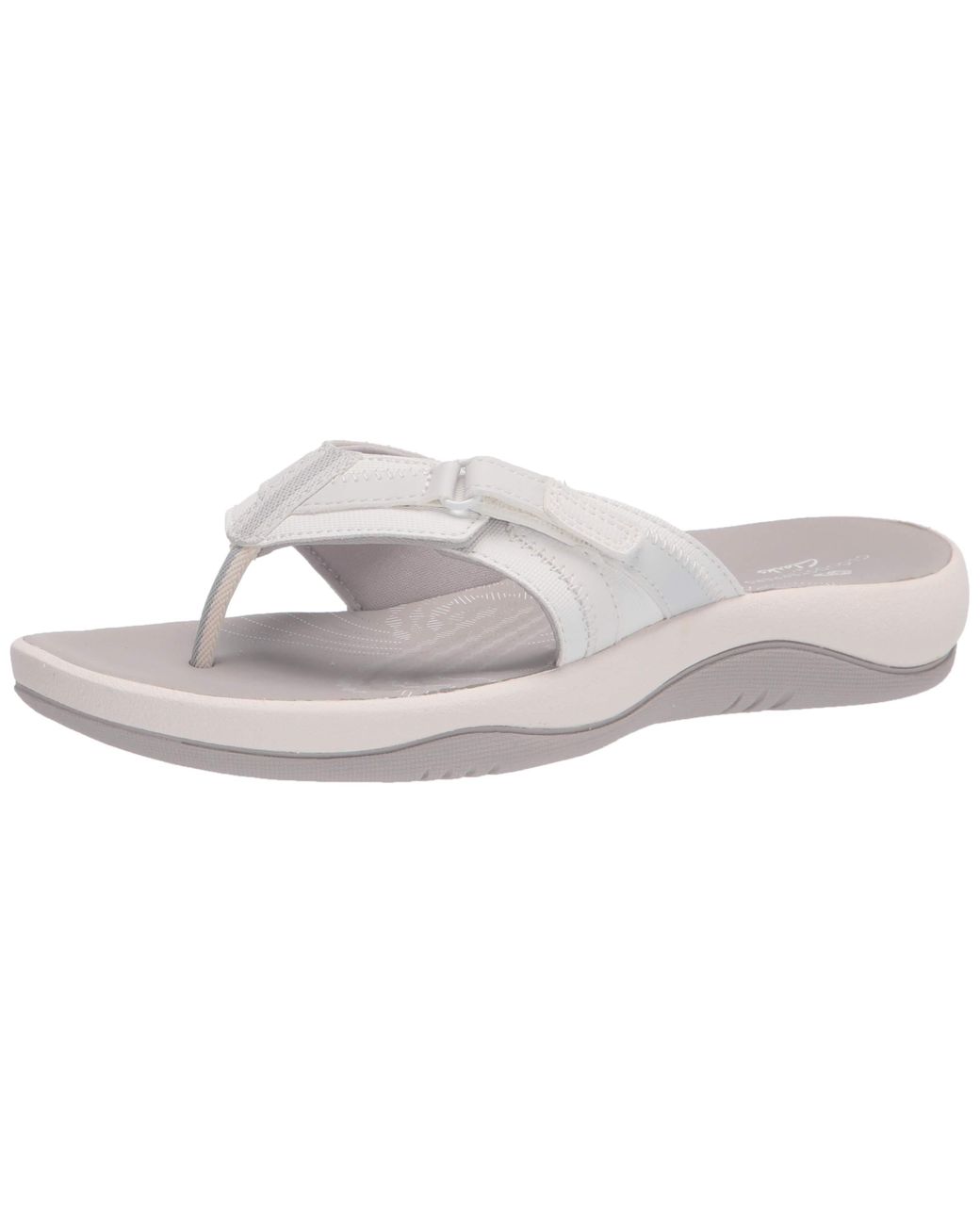 CLARKS Women's Wave.Coast Flip-Flop, White Leather, 90 M