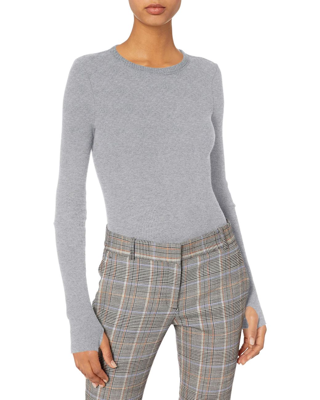 Enza Costa Cashmere Thermal Cuffed Crew Top in Smoke (Gray) - Lyst