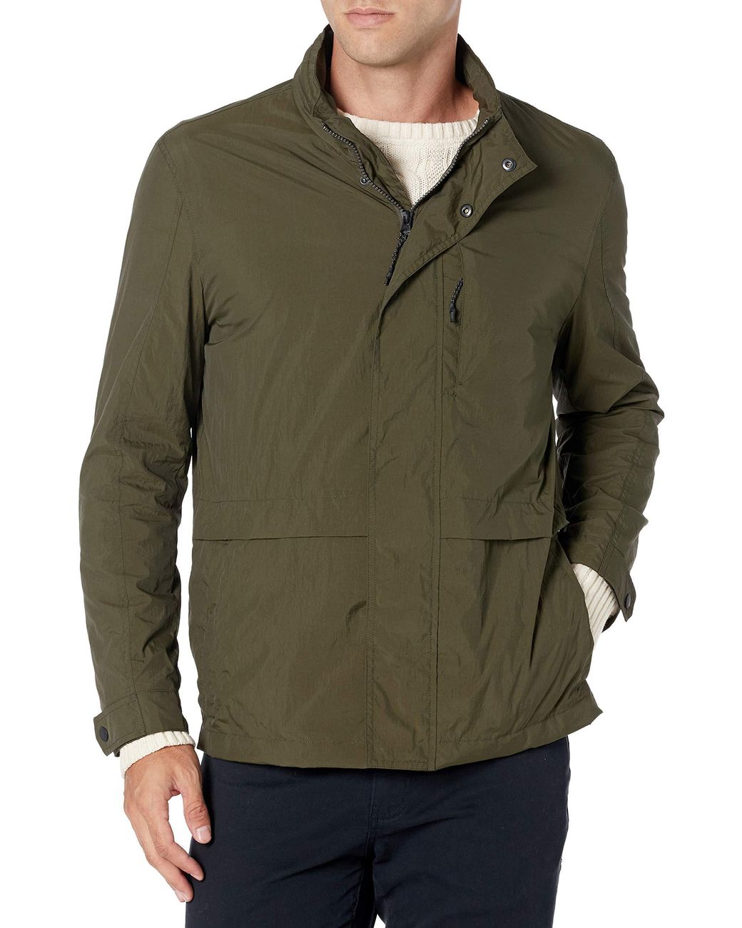Cole Haan Grand Series Crinkle Packable Rain Jacket in Olive (Green ...