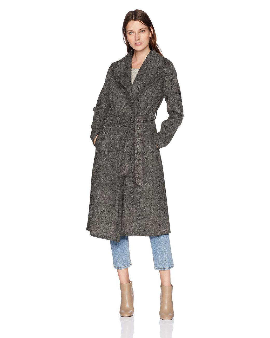t tahari double face wrap coat