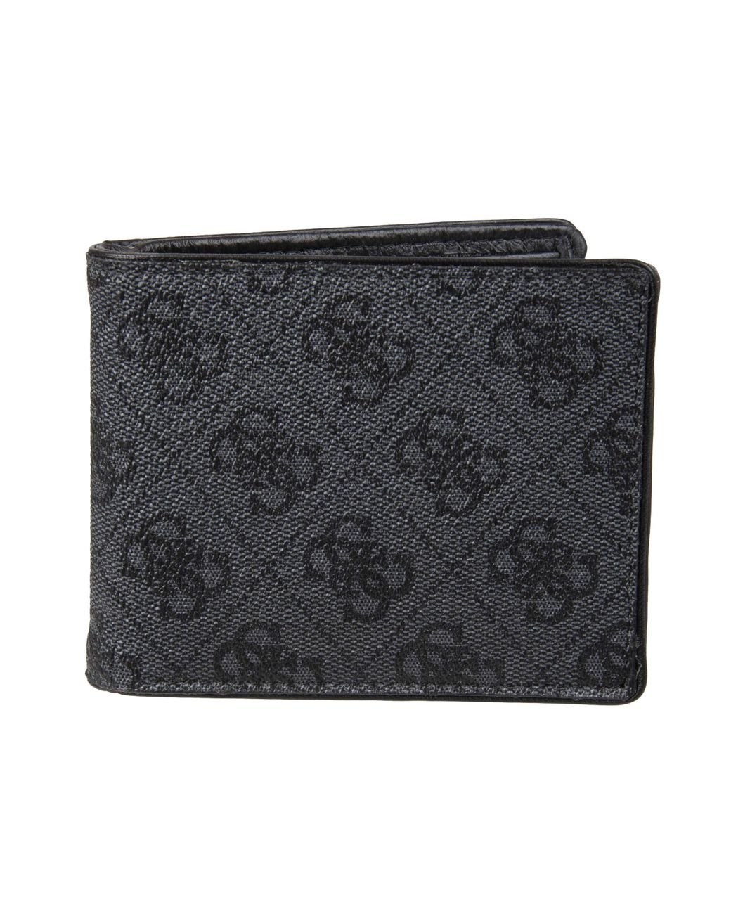 Guess Leather Slim Bifold Wallet in Charcoal/Black (Black) for Men Lyst
