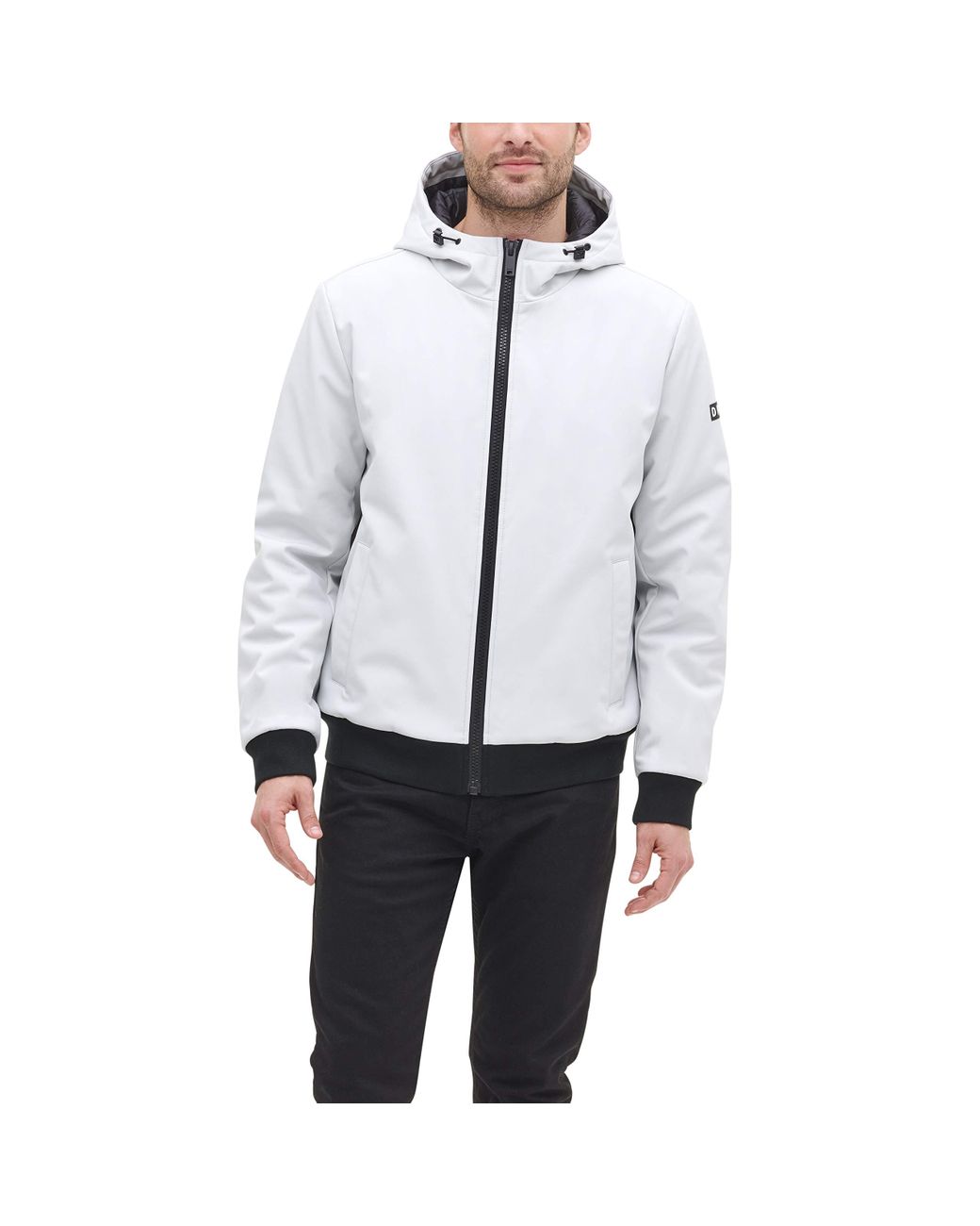 DKNY Synthetic Softshell Hooded Bomber Jacket for Men Lyst
