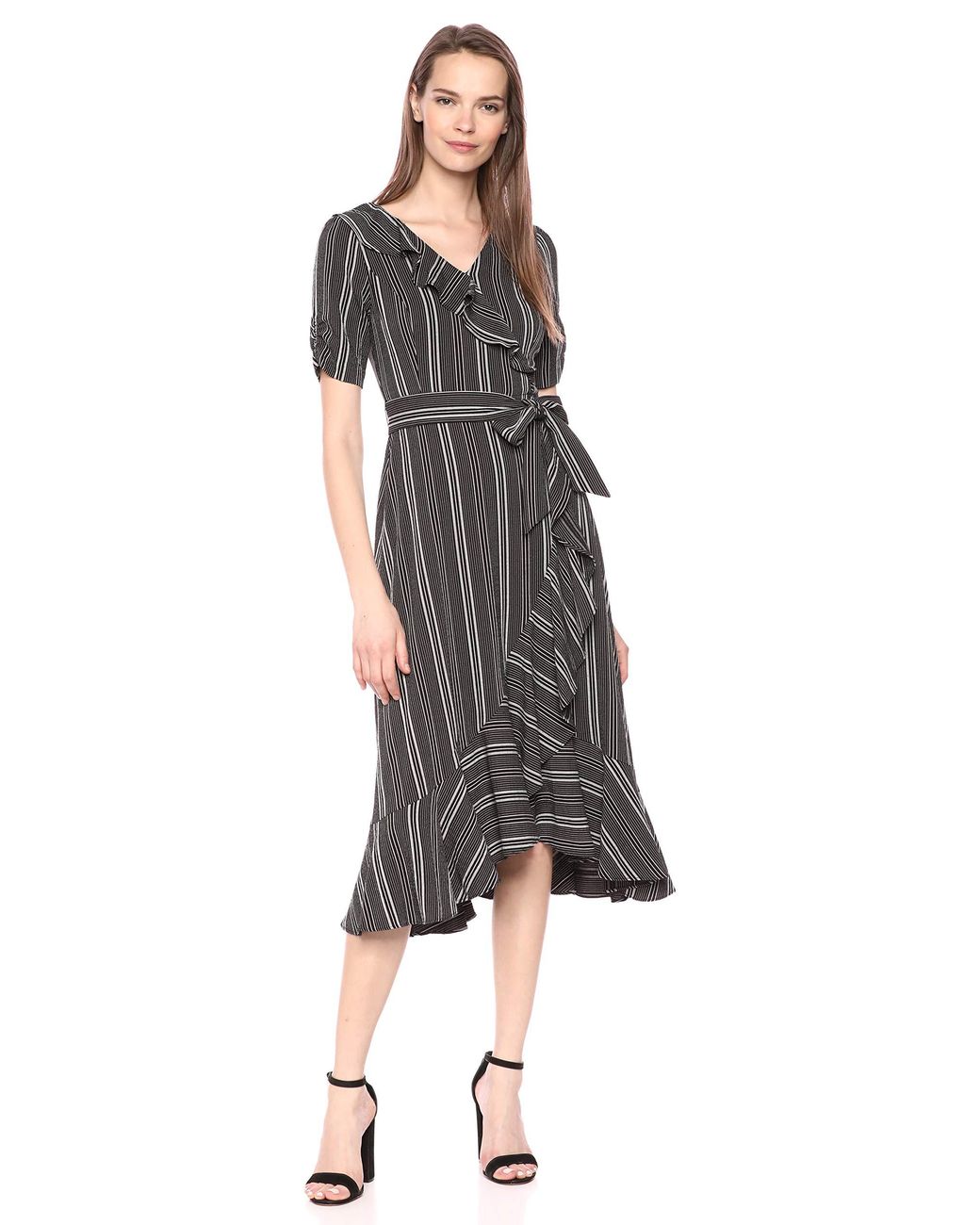 ruffle front wrap dress