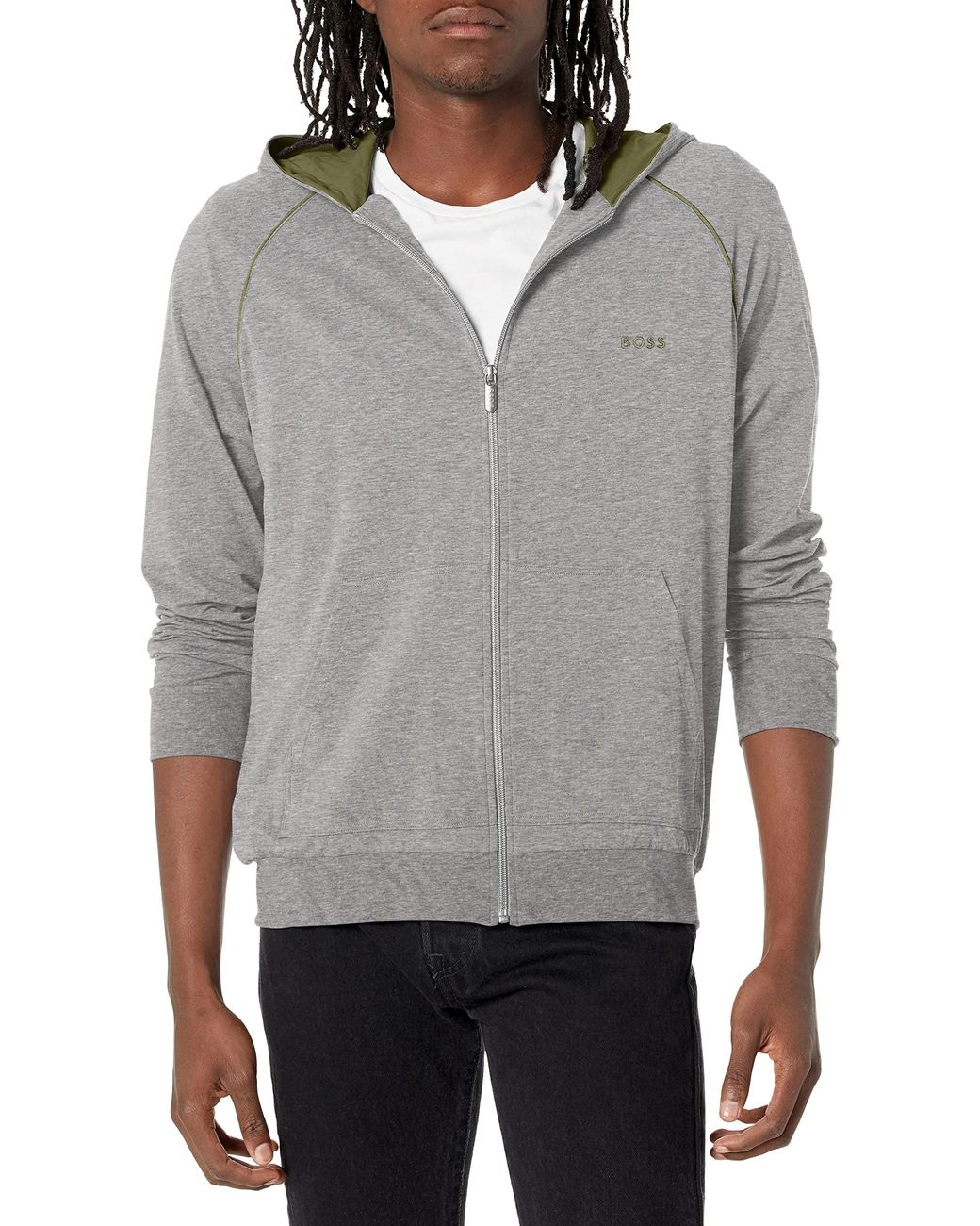 BOSS by HUGO BOSS Boss Mens Mix&match Zip Up Hoodie Hooded Sweatshirt in  Gray for Men | Lyst
