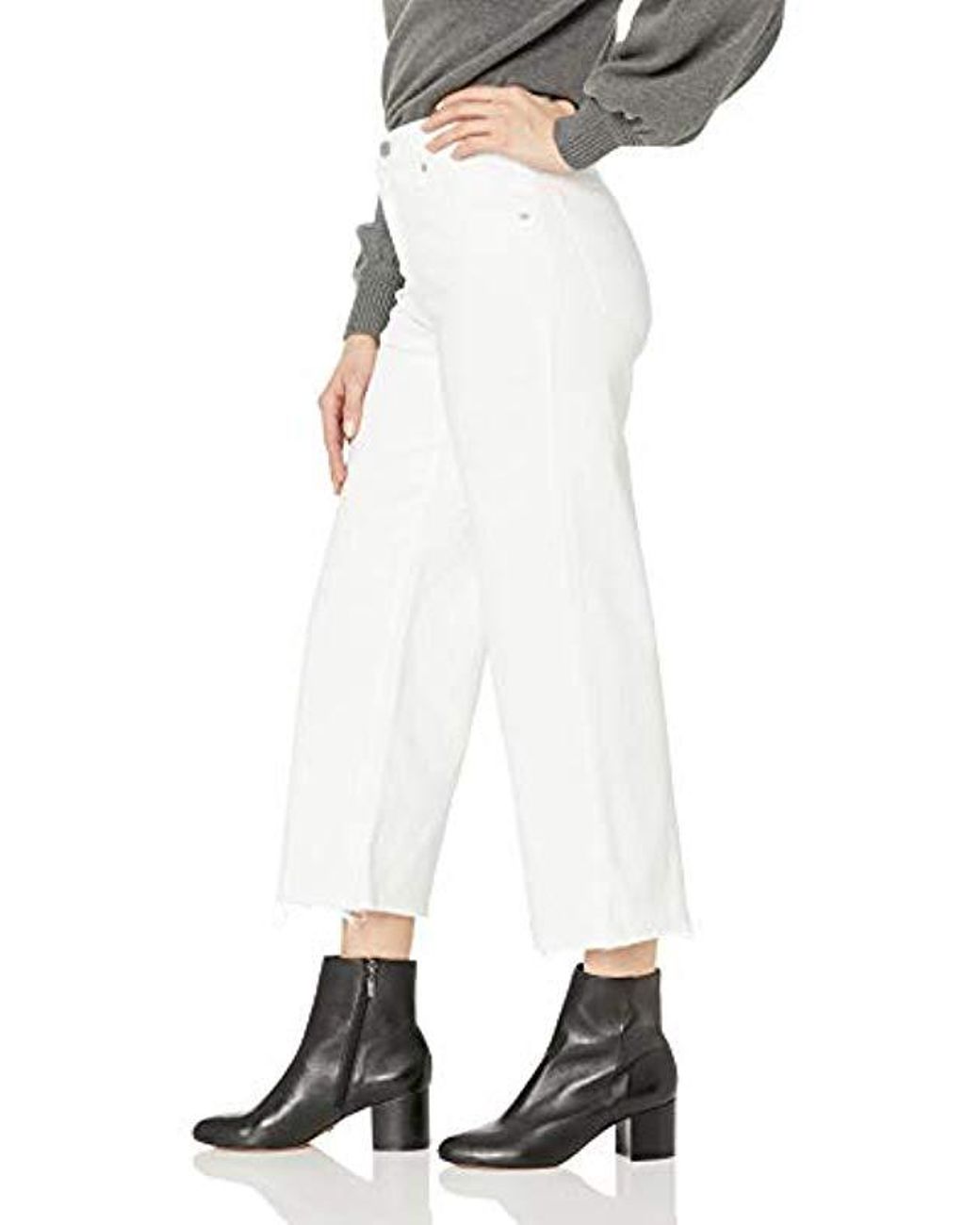 Levi's Mile High Wide Leg Crop Jeans in White | Lyst
