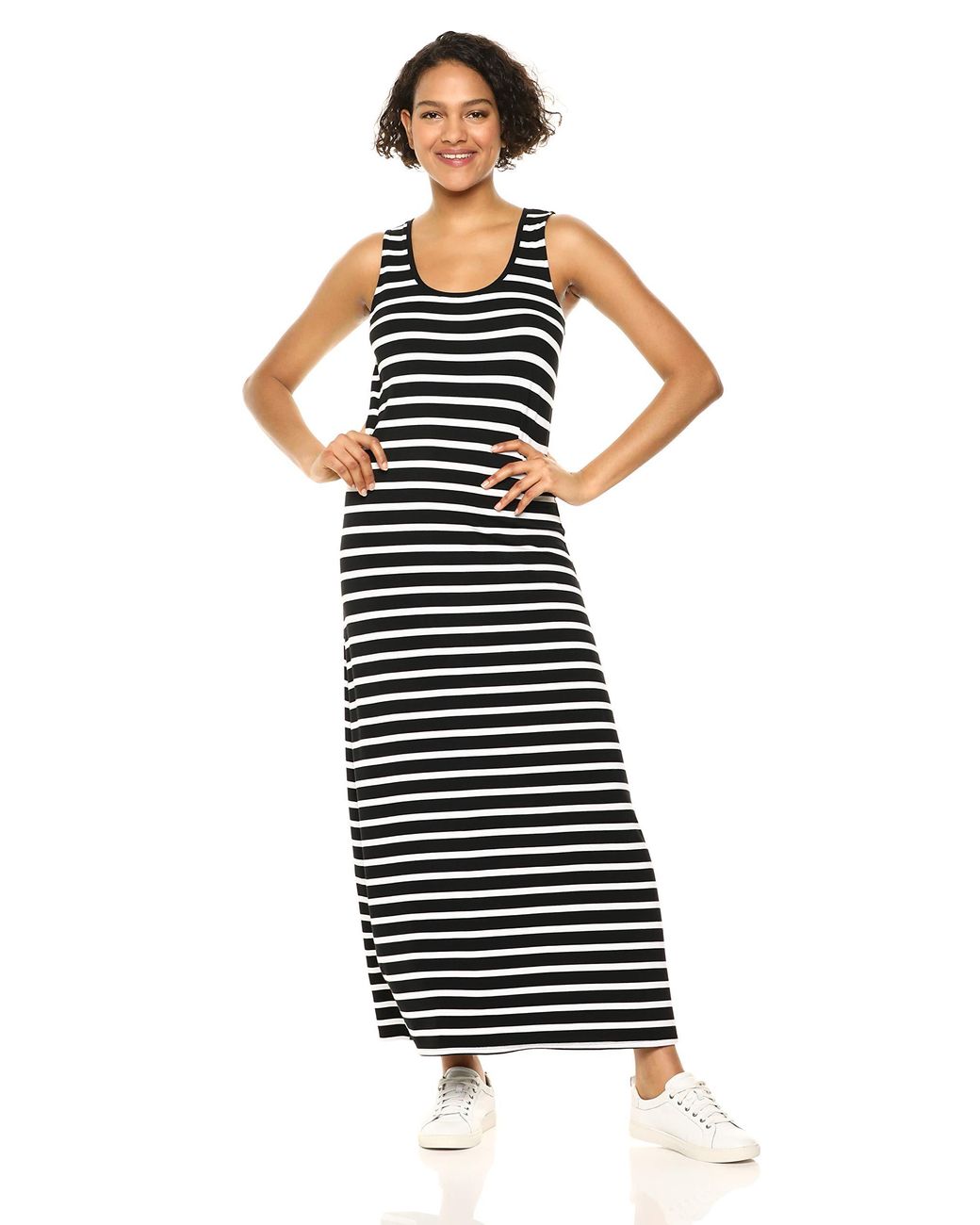 Amazon Essentials Patterned Tank Maxi Dress in French Stripe Black