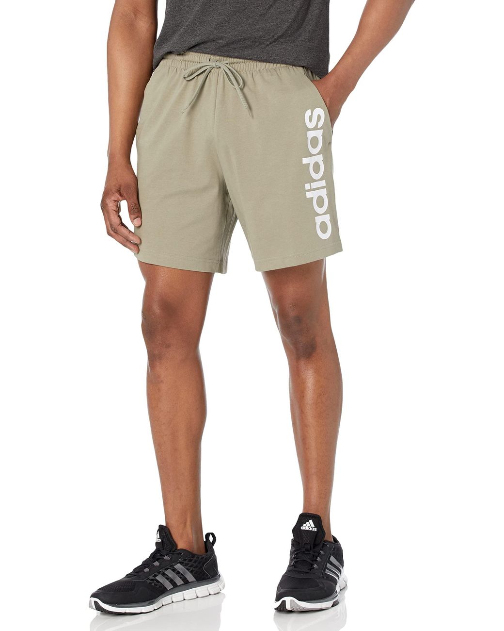 adidas Aeroready Essentials Single Jersey Linear Logo Shorts in Gray for  Men | Lyst