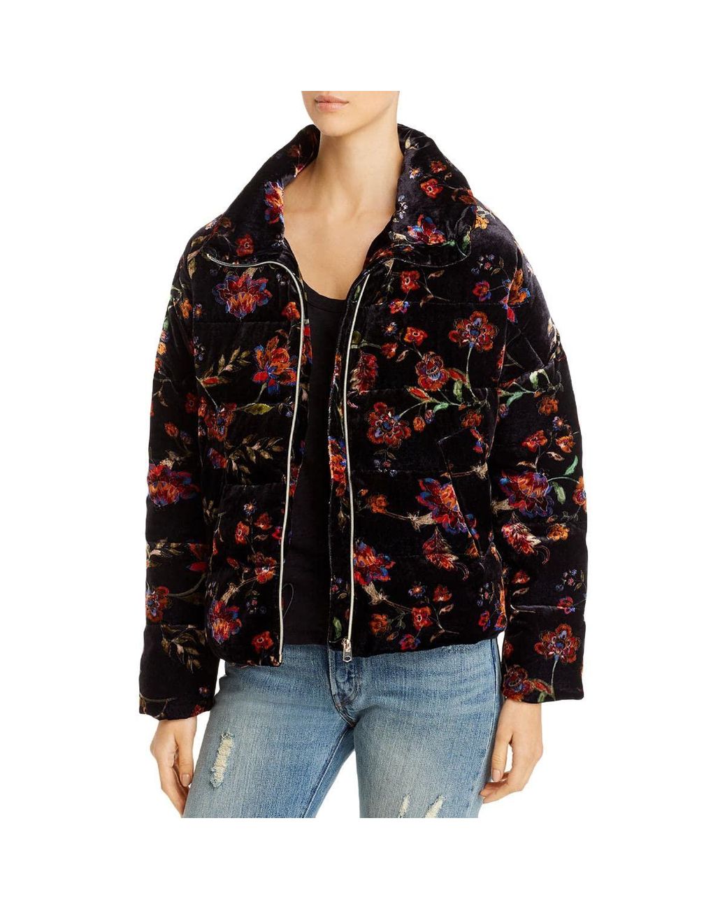 Johnny Was For Love And Liberty Printed Velvet Puffer Jacket in Black | Lyst