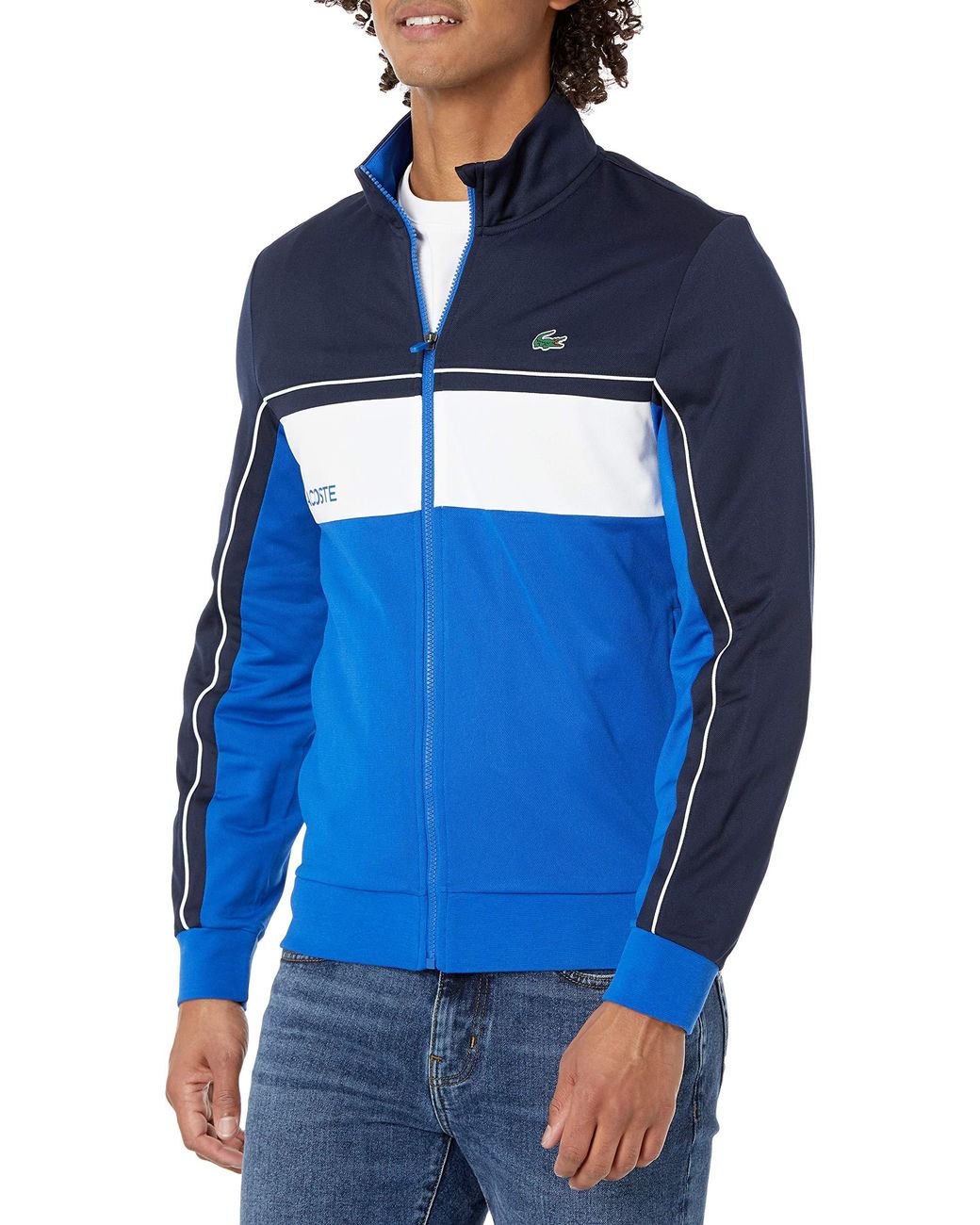 Lacoste Sport Colorblock Tricot Jacket in Blue for Men - Lyst