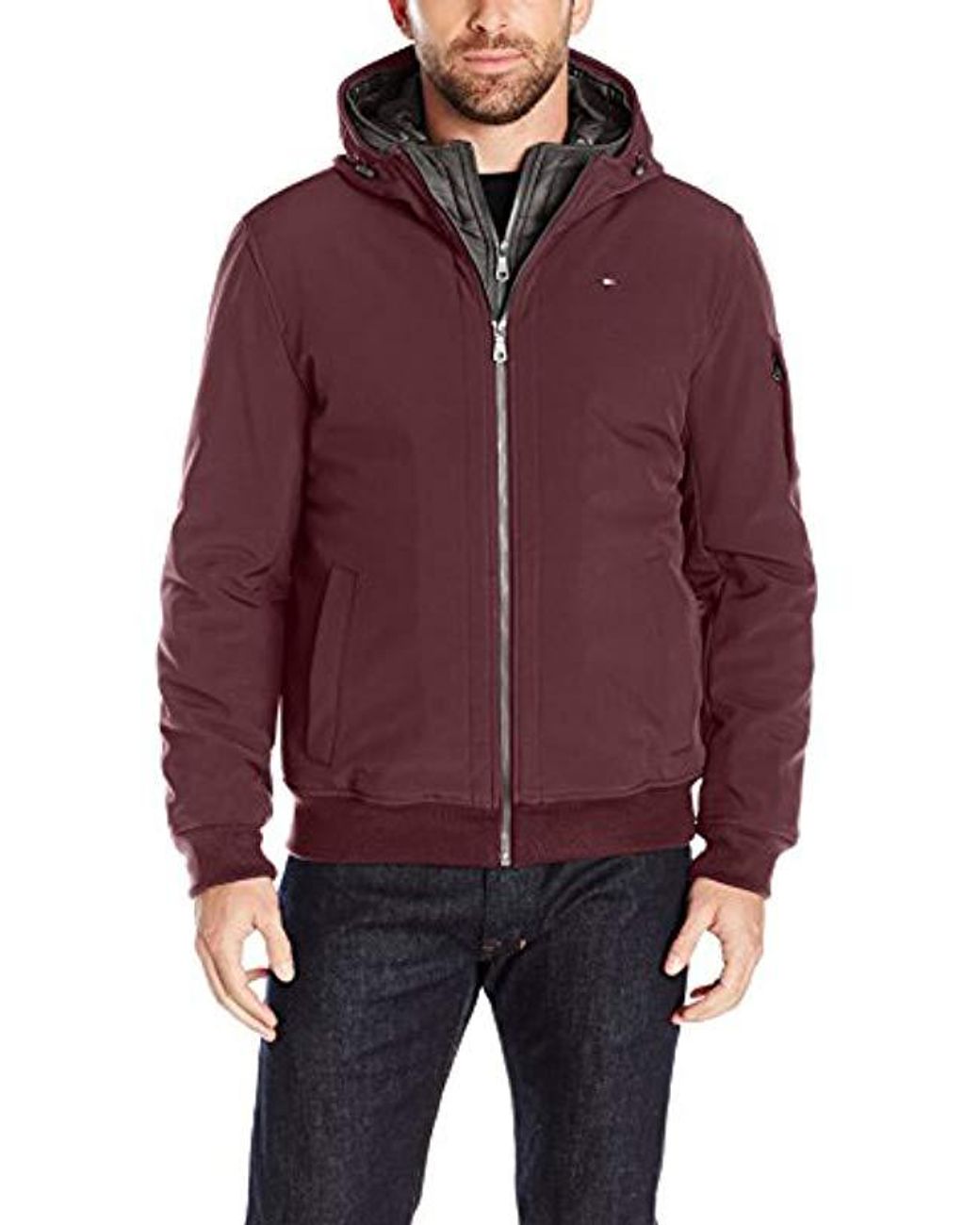 Tommy Hilfiger Synthetic Soft Shell Fashion Bomber With Contrast Bib