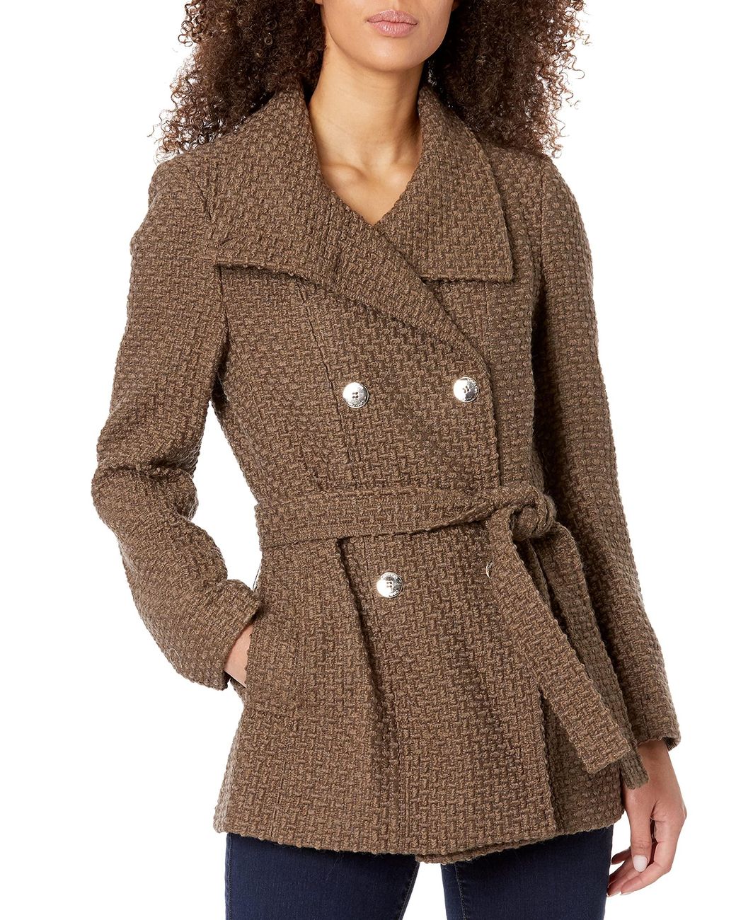 familie Steen binding Calvin Klein Double Breasted Wool Coat With Belt | Lyst