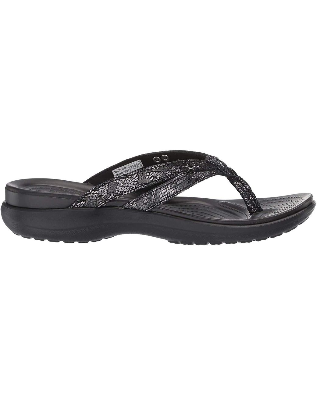 Crocsâ¢ Synthetic Capri Strappy Flip Flop in Metallic Black (Black) - Save 23% - Lyst