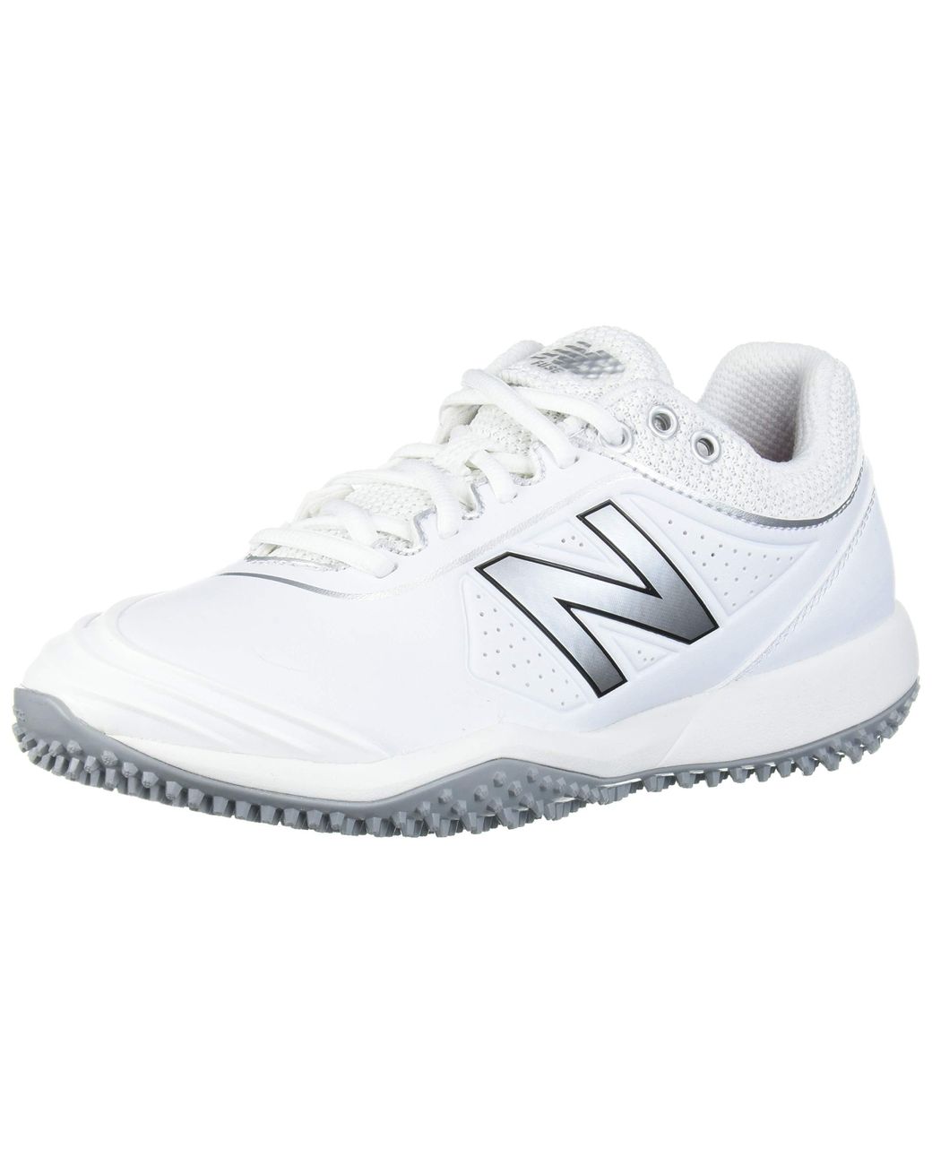 New Balance Synthetic Fuse V2 Turf Softball Shoe in White/Silver (White ...