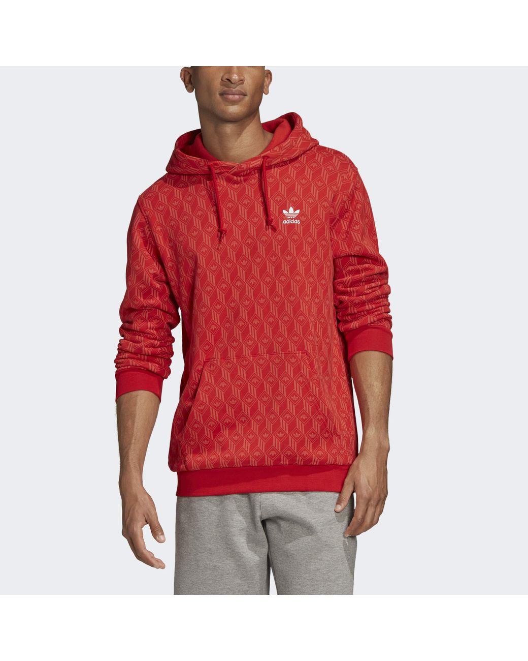 adidas Originals Cotton Allover Print Hoodie in Red for Men - Lyst