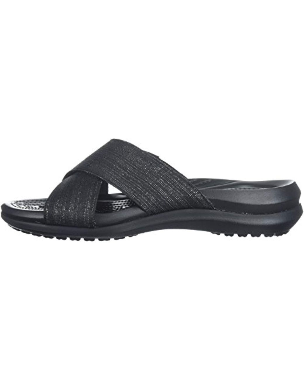 Crocs™ Capri Shimmer Xband Sandal W Heels in Black | Lyst