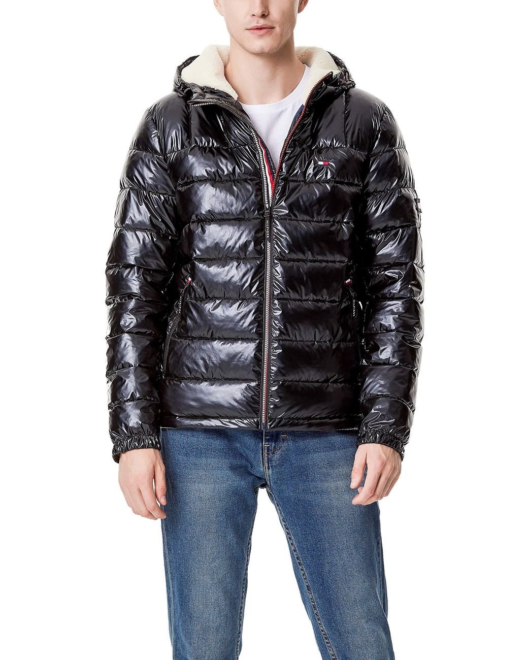 Tommy Hilfiger Rubber Midweight Sherpa Lined Hooded Water Resistant ...