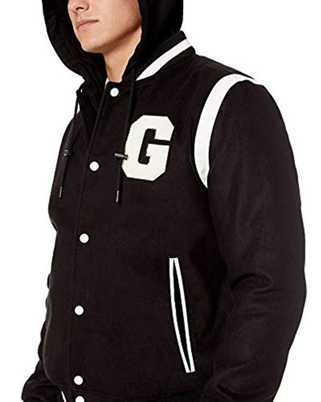 Guess men's hooded peacoat black sales