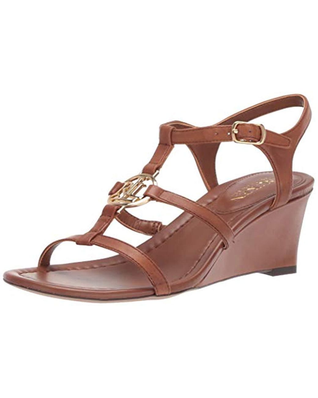 Lauren by Ralph Lauren Elina Wedge Sandal in Brown - Save 13% - Lyst