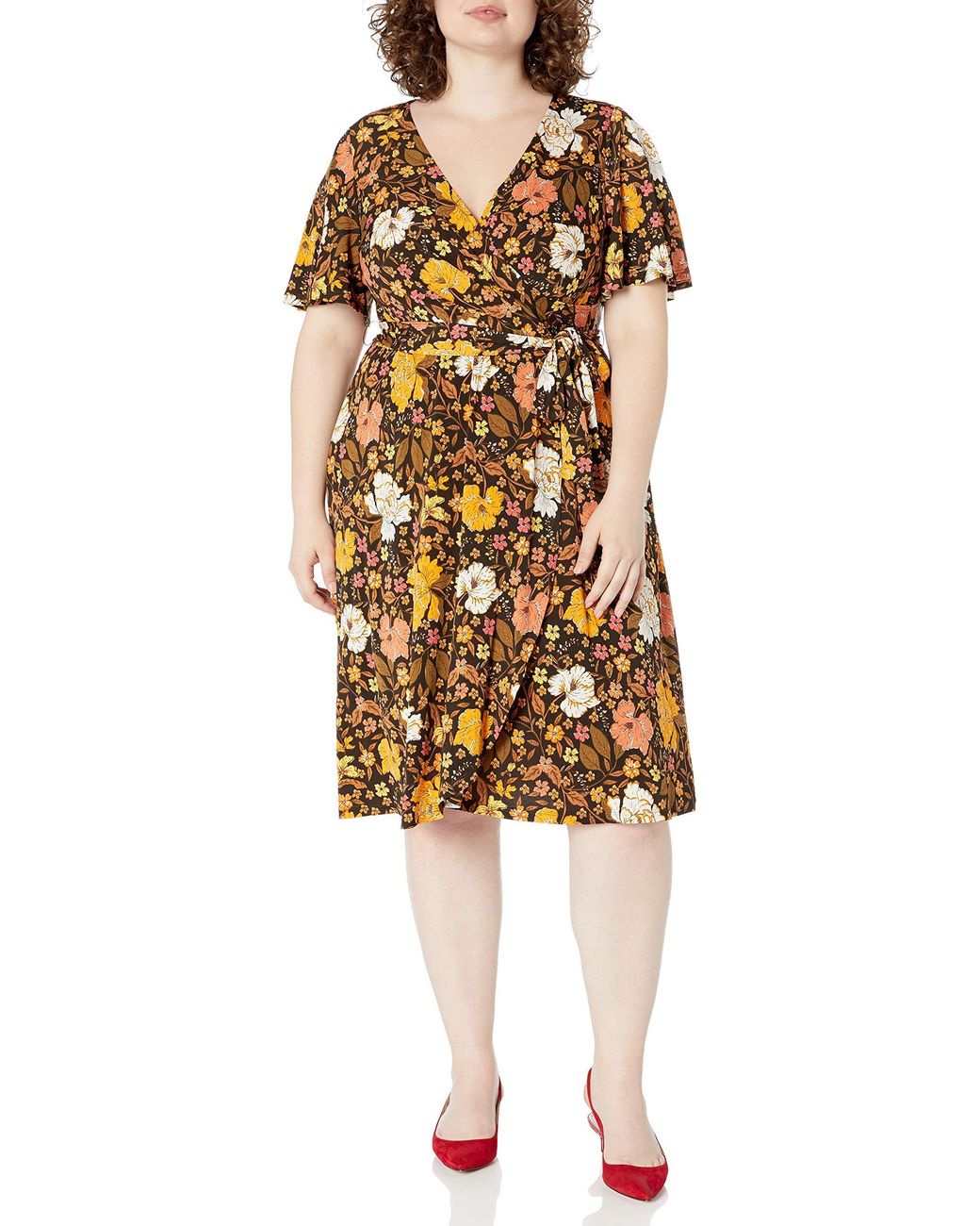 Donna Morgan Plus Size Matte Jersey Floral Print Faux Wrap Dress - Lyst